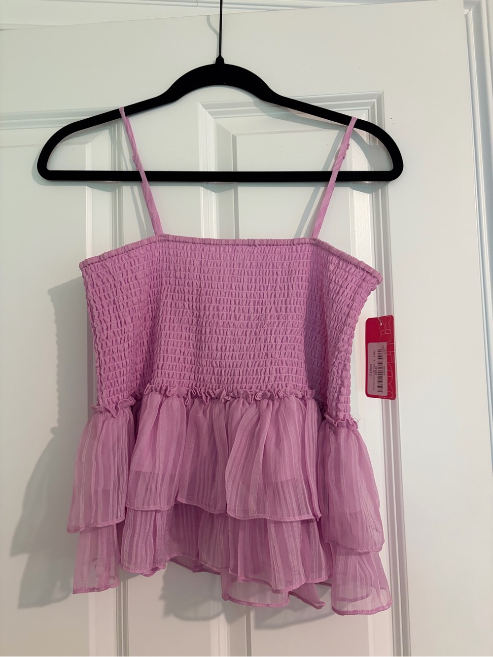 Women’s Smocked Ruffle Camisole Top — fuschia